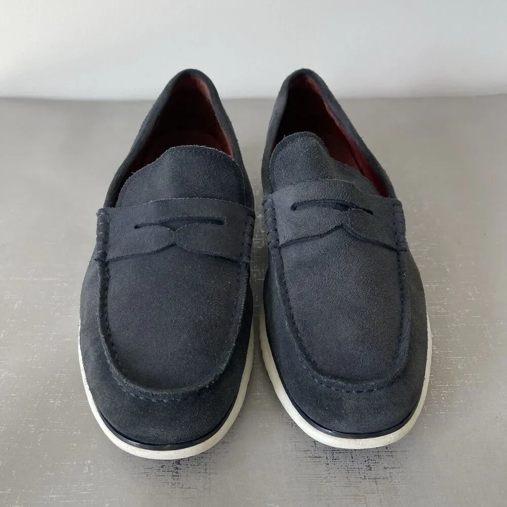 Cole Haan ZeroGrand Penny Loafers Navy Nubuck  Leather Size 11.5 M Preppy Casual